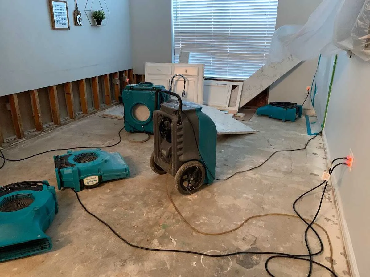 Dehumidifier in flood-cut room for Water Extraction & Removal in Riverhead